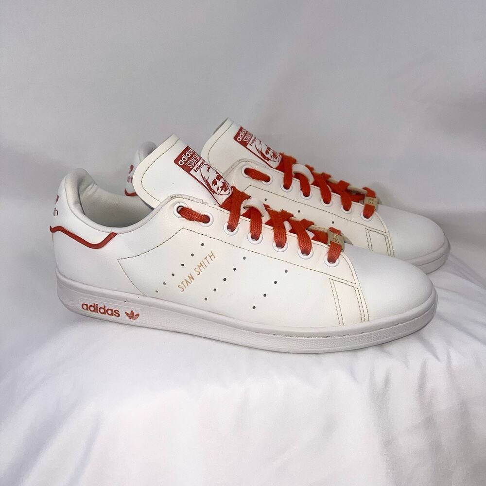 Adidas Stan Smith White Red Gold Mens Size 9 Classic Leather Sneakers Casual